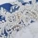 Bridal Sash, Wedding Sash in French Blue, Ivory, Cream  With Lace, Crystals and Pearls, Rhinestones, Bridal Belt, COLOR CHOICES