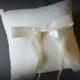 Ivory lace wedding ring pillow with ivory satin ribbon bow