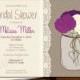 Country Mason Jar Bridal Shower Invitation Bridal Shower Invite Lace Printable Digital File