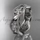 14k white gold diamond flower wedding ring,engagement ring,wedding band. ADLR190