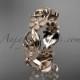 14kt rose gold diamond flower wedding ring, engagement ring, wedding band ADLR191