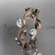 14kt rose gold diamond leaf wedding ring, engagement ring, wedding band ADLR117