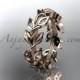 14kt rose gold diamond leaf wedding ring, wedding band ADLR120