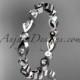14k white gold diamond leaf and vine wedding band,engagement ring ADLR11B