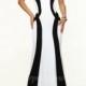 2015 Mori Lee 97139 White and Black Strapless Satin Prom Gowns