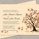 DIY Fall Wedding Invitation, Printable Fall Leaves Wedding Invitations, Falling Leaves Autumn Wedding Invitation Template