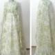 Boho Wedding Dress - Sleeveless Maxi - Matching Long Sheer Ruffle Cape - Green Floral Print - 32 Bust 28 Waist S M - Rustic Wedding Bride
