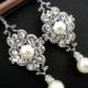 Pearl Earrings,Bridal Earrings,Ivory or White Pearls,Pearl Rhinestone Earrings,Bridal Pearl Earrings,Bridal Rhinestone Earrings,Pearl,CLAUDE