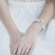 Freshwater Pearl Bracelet ,Bridal Jewelry, Ivory White Pearls Cuff Bracelet, Floral Bracelet ,Swarovski Opal Crystals Wedding Jewelry