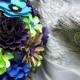 Peacock Inspired Wedding Bouquet - Customize your Style and Colors - Made To Order
