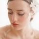 Bridal birdcage veil with flowers - Lace embellished bandeau birdcage veil - Style 214 - Made to Order