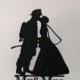 Personalized Wedding Cake Topper - Fireman and Bride Silhouette with Mr & Mrs name