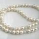 Magnetic Clasp White Freshwater Pearl Necklace White Pearl Bridal Necklace Wedding Jewelry (18.5 inches)