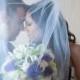 Wedding Veil Sparkle Pearl Sequin Beaded One Tier Veil Waist Length 30 Inch