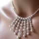Swarovski White Pearl Crystal Wedding Necklace Earring Set Womens Jewelry Bridal Party Gift