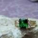 SALE! Emerald ring,rectangular ring,gold rectangle ring,prong ring,gemstone ring,crystals ring,engagement ring