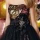 Tulle Strapless Empire A-line Sequined Short Sleeveless 3542
