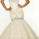 Champagne Mori Lee 97144 Lace Strapless Mermaid Prom Gowns