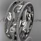 14k white gold diamond leaf and vine wedding band,engagement ring ADLR7B