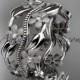 platinum diamond leaf and vine wedding band, engagement ring ADLR188B