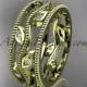 14k yellow gold diamond leaf and vine wedding band,engagement ring ADLR7B