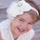 Flower girl headband - Wedding headband - Ivory Flower Headband - Photo Prop - Baby Headband - Wedding hairpiece