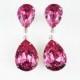 Rhinestone Earrings Rose Pink Swarovski Dangle Earrings Wedding Jewelry Bridesmaid Jewelry Earrings MADE TO ORDER
