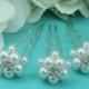 Crystal Pearl pearl wedding hair pin, Set of 3, bridal hair accessories, pearl rhinestone hairpin, bridal hair pearl, bridal hairpins