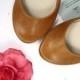 Tan Light Brown Soft Leather Handmade Ballerinas Flats Shoes