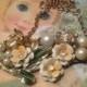 enamel vintage jewelry brooch earring flower pearl upcycled repurposed statement wedding bride necklace