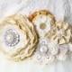 Floral Wedding Sash, Bridal Belt, Light Yellow Dress Sash, Pearl and Vintage Rhinestone Bridal Belt, Fabric Flower Pin, Wedding Corsage