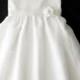 White Flower girl dress , Satin and organza dress for girls , cute design for girls ,girls white dress / with headband-Birthday dress