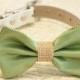 Green and burlap Dog Bow Tie, Burlap Wedding, Country rustic wedding, Pet Accessory, Dog Lovers, Burlap Pet wedding accessory