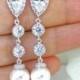 Bridal Pearl Earrings Swarovski 10mm Round Pearl Earrings Wedding Jewelry Bridesmaid Gift Cubic Zirconia Earrings (E039)