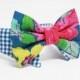 Shirt and bow tie dog collar- Floral bow tie and gingham -  wedding dog collar