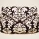 Bridesmaids Gift Black and White Damask Clutch, Wedding Purse