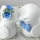 Love Birds Wedding Cake Topper, White and Cornflower Blue - Bride and Groom Keepsake, Fully Custom