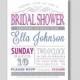 Typography Bridal Wedding Shower Invitation - Custom DIY Printable
