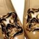 Vintage Shoe Clips - Upright Black and Amber Enamel on Gold Tone