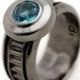 Unique black ring, Ring for men, Black Engagement Ring, Aquamarine gemstone, Steampunk Ring, Unisex ring, Personalized Ring, Black jewelry