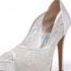 Trailblazer, Ivory Lace Wedding Shoe, Peep Lace Satin Wedding Heels, Ivory White Bridal Shoes, White Wedding Shoes