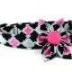 Girl Dog Collar Flower Set / Pink Lattice Dog Collar and Flower Set - Made to Order