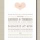 Printable Couples Shower Invitation - Retro Heart - Peach & Brown (BR135)