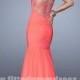 2015 La Femme 21203 Strapless Pleated Prom Dress with Sheer Back