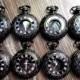 Set of 9 Gunmetal Black Quartz Pocket Watches with Vest Chains Groomsmen Gift Groom's Corner Wedding Party Ships from Canada
