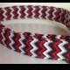 Chevron Dog and Cat Collar with Red, White, Black and Gray