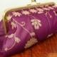 Violet clutch purse, gold and purple clutch, Indian wedding, sari clutch