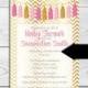 Pink & Gold Tassel Baby Shower/Birthday Invitation Card-Chevron Baby Shower Invitation-Digital File