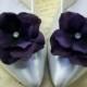 Deep Purple Velvet Hydrangea Wedding Shoe Clips