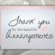 Thank you for the beautiful arrangements wedding thank you cards for your florist note cards from bride and groom for caterer dj band cards